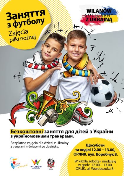Dwóch chłopców w ukraińskim i polskim szaliku, wszystkie informacje w artykule. 